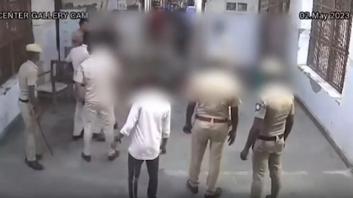 Blurred CCTV still from Tihar jail (IANS Photo)
