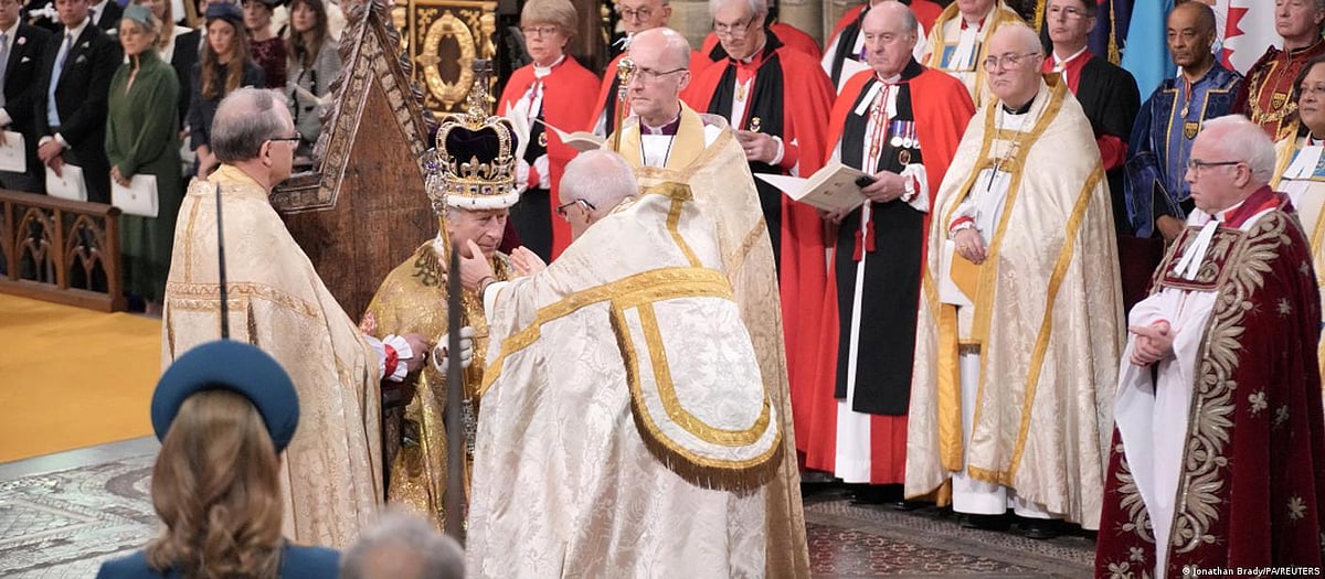 Charles is officially crowned with St Edward's Crown by the Archbishop of Canterbury.