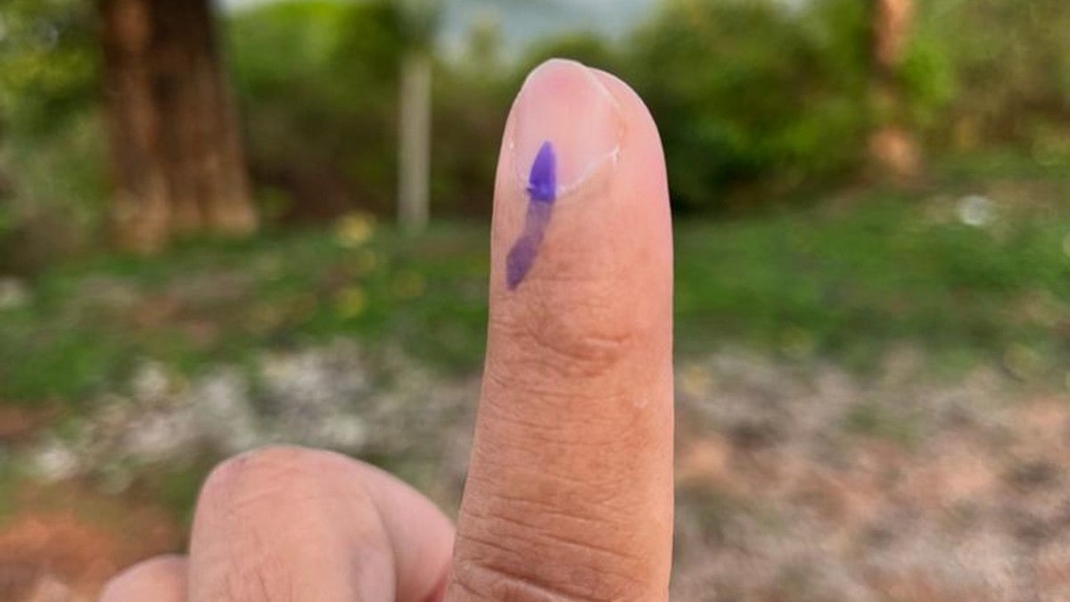 Inked finger after casting vote (Photo Courtesy: Twitter/@SajithGowda)