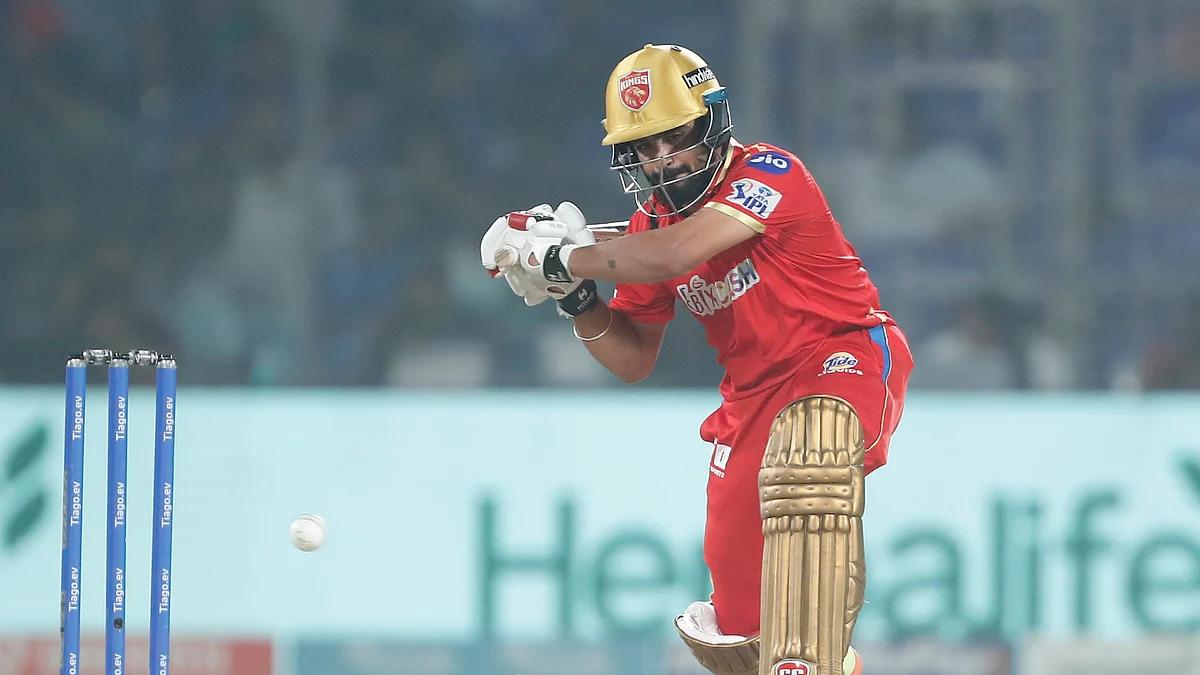 Prabhsimran Singh playing against Delhi Capitals at the Arun Jaitley Stadium in New Delhi on Saturday, May 13. (Photo Courtesy: @PunjabKingsIPL/Twitter)