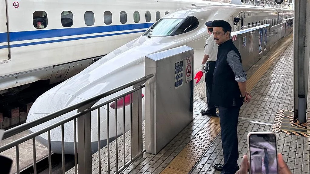 Tamil Nadu Chief Minister M K Stalin undertook a 500-km bullet train journey in Japan. (Photo: Twitter/ @mkstalin)
