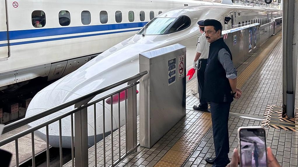 Tamil Nadu Chief Minister M K Stalin undertook a 500-km bullet train journey in Japan. (Photo: Twitter/ @mkstalin)