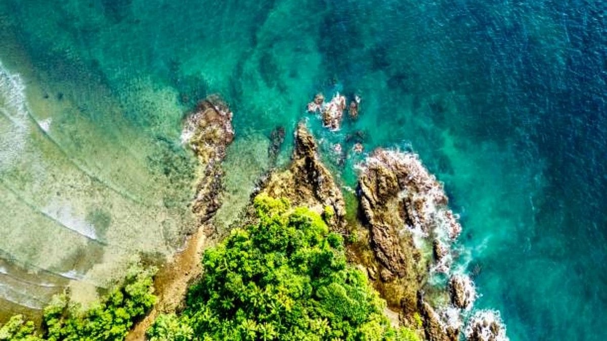 High angle view of rocks on beach,Mayabunder,Andaman and Nicobar Islands,India (Getty Images)