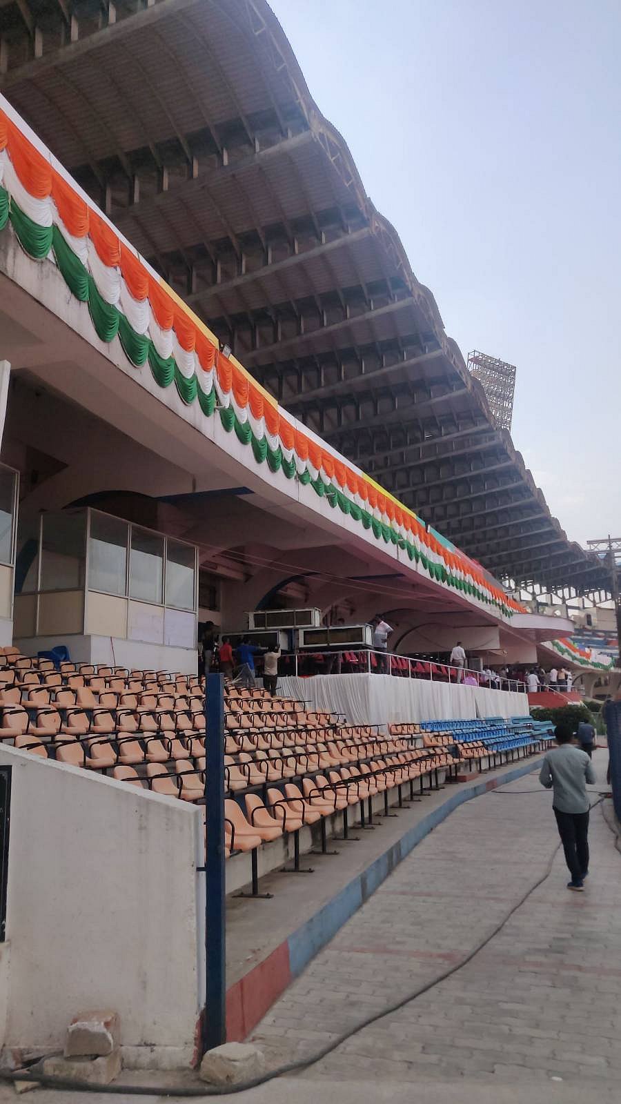 Kanteerava Stadium is piped in the tricolour (photos: Rishitha Shetty/National Herald)