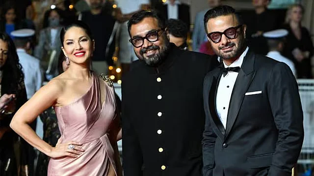 (L-R); Sunny Leone, Anurag Kashyap and Rahul Bhat. (Photo Courtesy: @sunnyleone/Instagram)