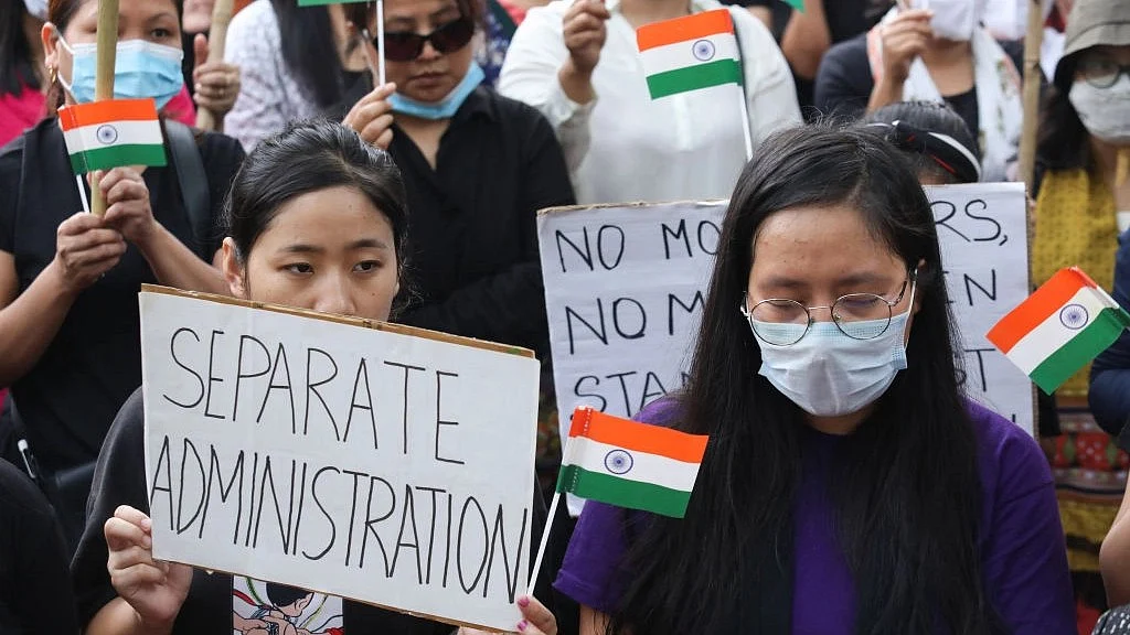 Representative image of KUki community members holding protest (photo: Getty Images)