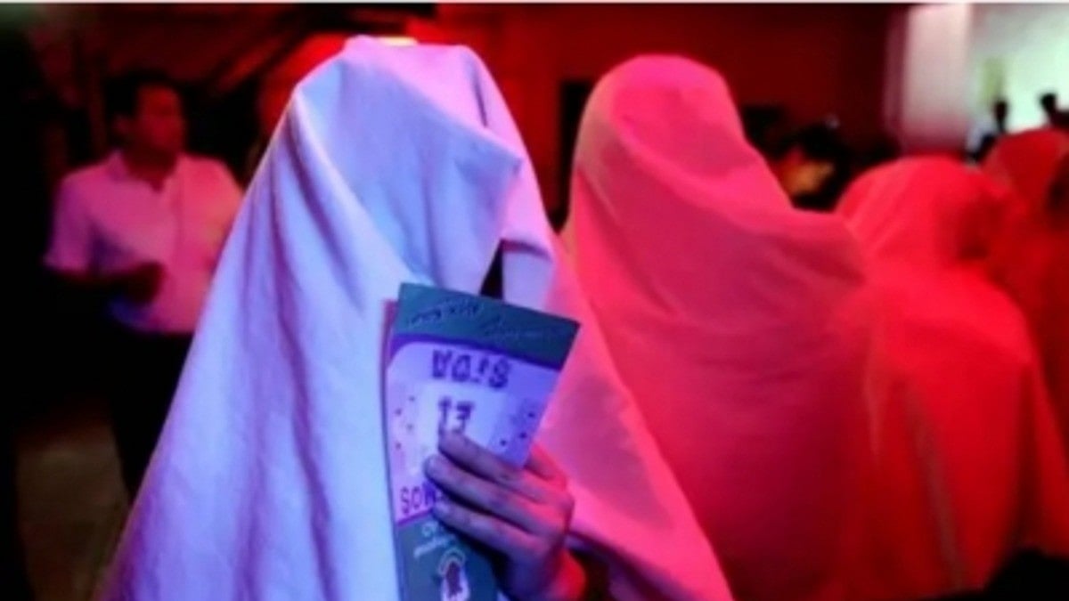 The girls rescued from Goa with their faces covered (photo: IANS)