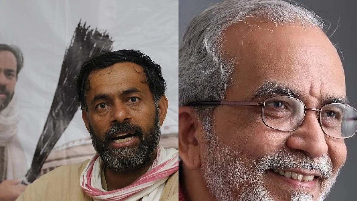 Yogendra Yadav (left) (photo: Getty Images); Suhas Palshikar (right) (photo courtesy @PalshikarSuhas/Twitter)