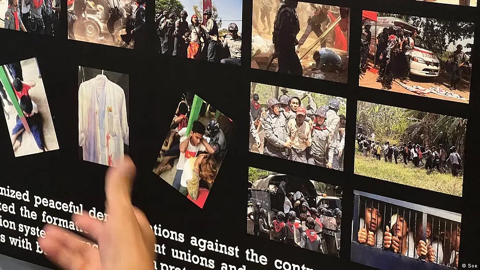 A collage of young activists being arrested in Myanmar (photo: DW)