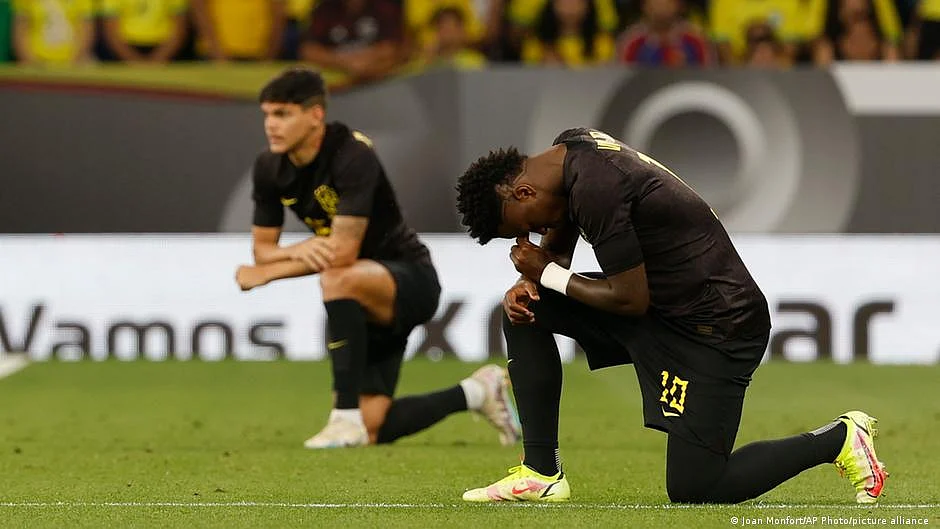 Vinicius: Brazil team wears black in anti-racism protest (Photo Courtesy: AP)