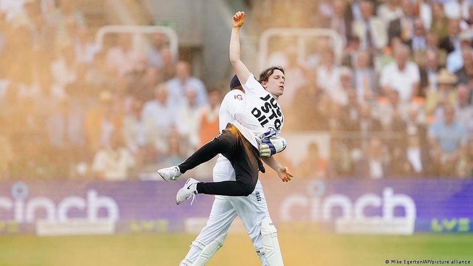 Protesters interrupt Ashes cricket Test between England and Australia