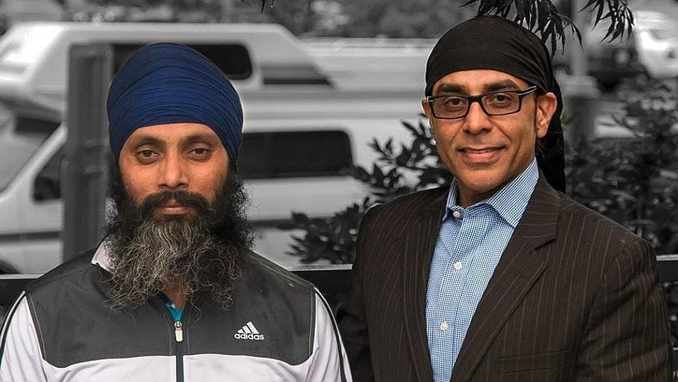 Hardeep Singh Nijjar, KTF Chief, with his lawyer (Photo Courtesy: Indo-Canadian Voice)