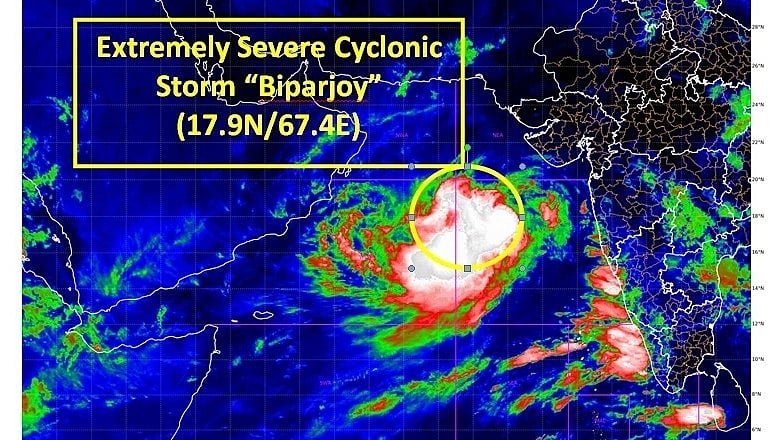 Cyclone Biparjoy over the Arabian sea 480 km south-southwest of Porbandar (Photo Courtesy: IMD)