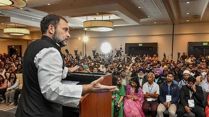 Rahul Gandhi addressing a gathering (photo courtesy @BhavikaKapoor5/Twitter)
