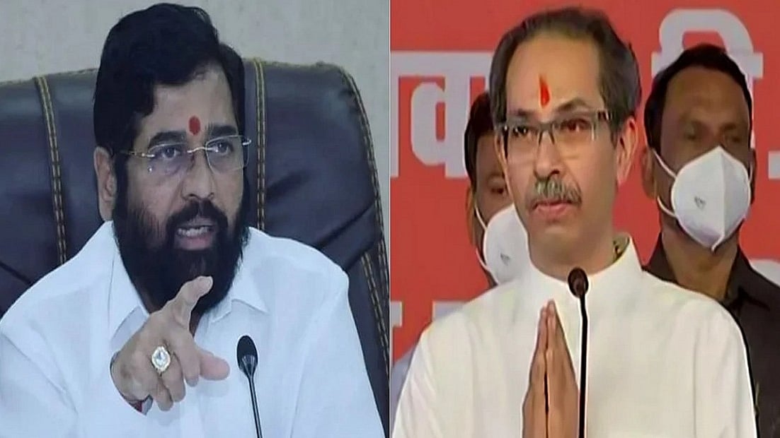 Eknath Shinde in the left, Uddhav Thakrey in the right. (photo: NH File Photo)