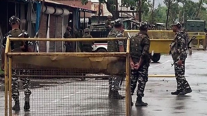 Security forces have erected barricades along highways into Imphal, Manipur's capital city (photo: IANS)