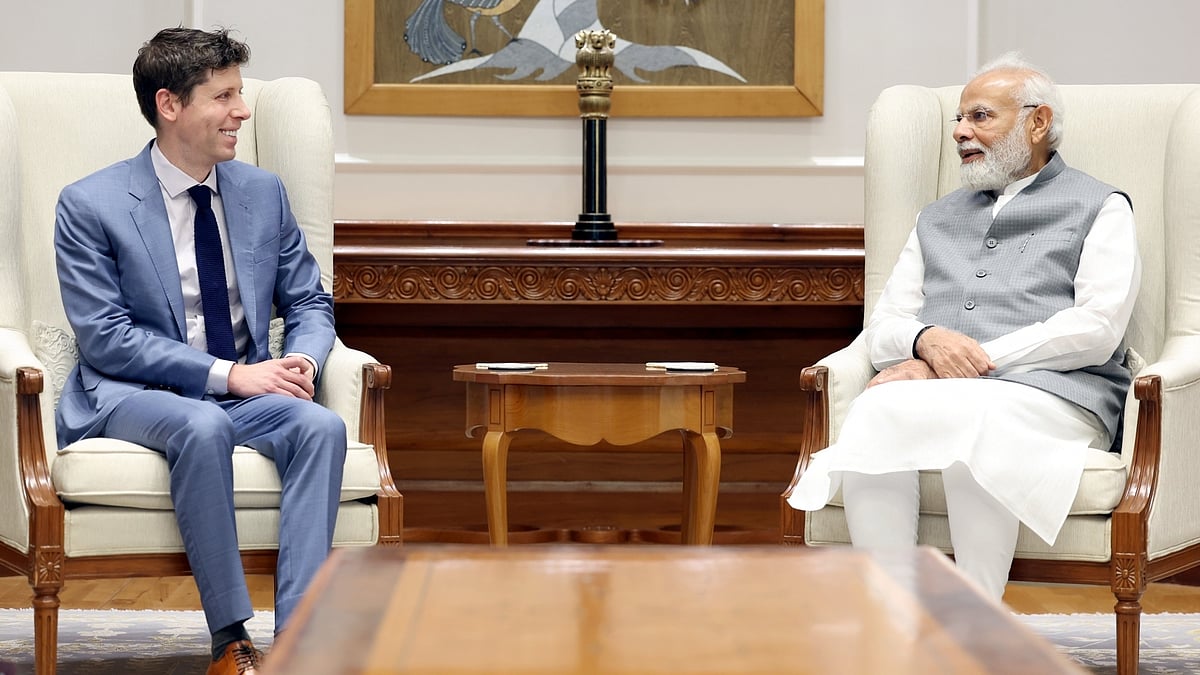 OpenAI CEO Sam Altman (left) with Indian PM Narendra Modi on Friday, June 9 in New Delhi. (photo: IANS)