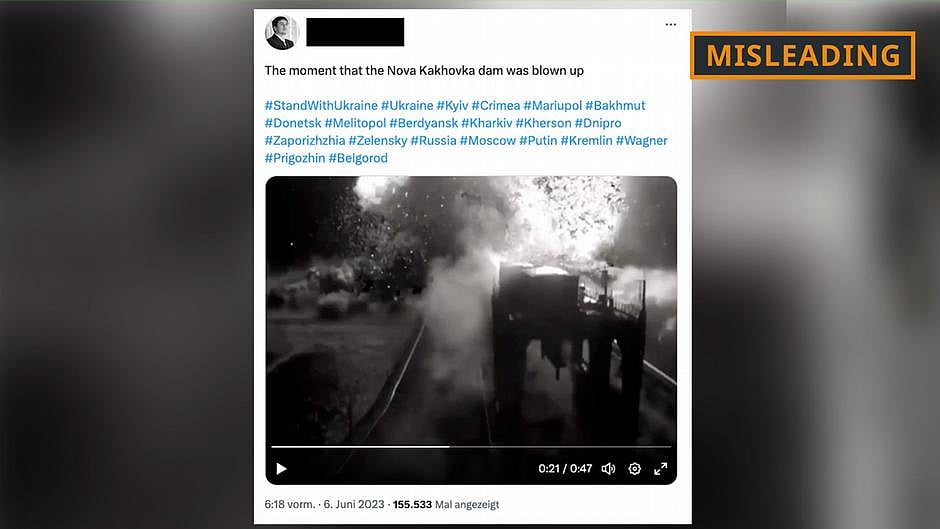 Viral video of the Kakhovka Dam explosion (photo: DW)