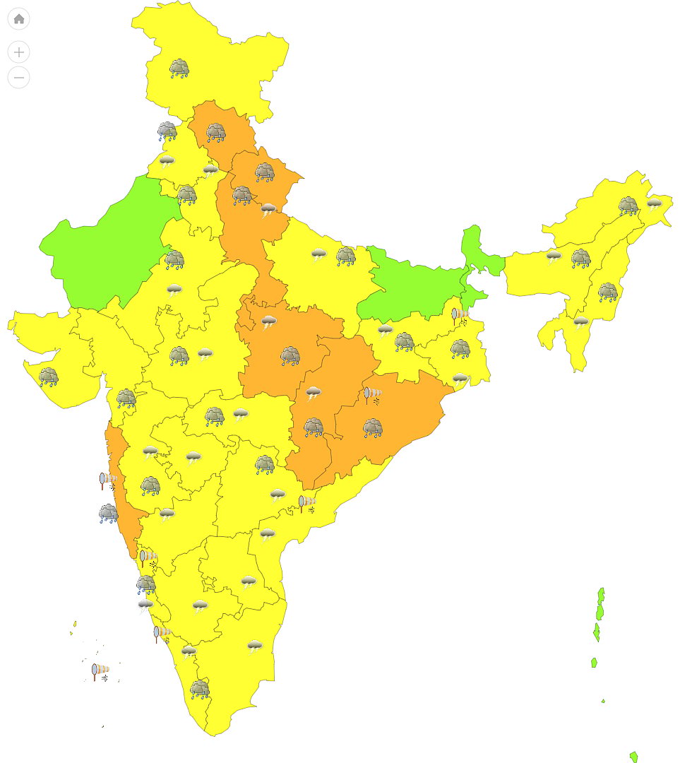 The rainfall forecast in the various states of India on June 25 (photo: India Meteorological Department)