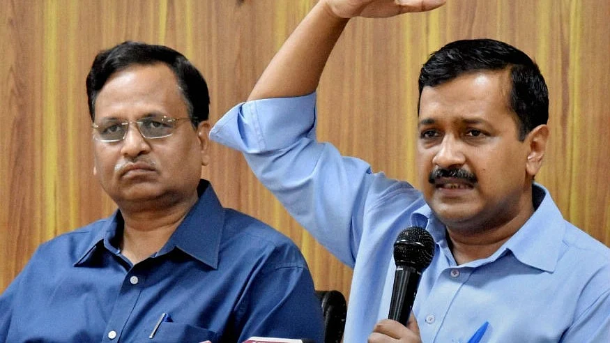 File photo of Arvind Kejriwal (right) and Satyendar Jain