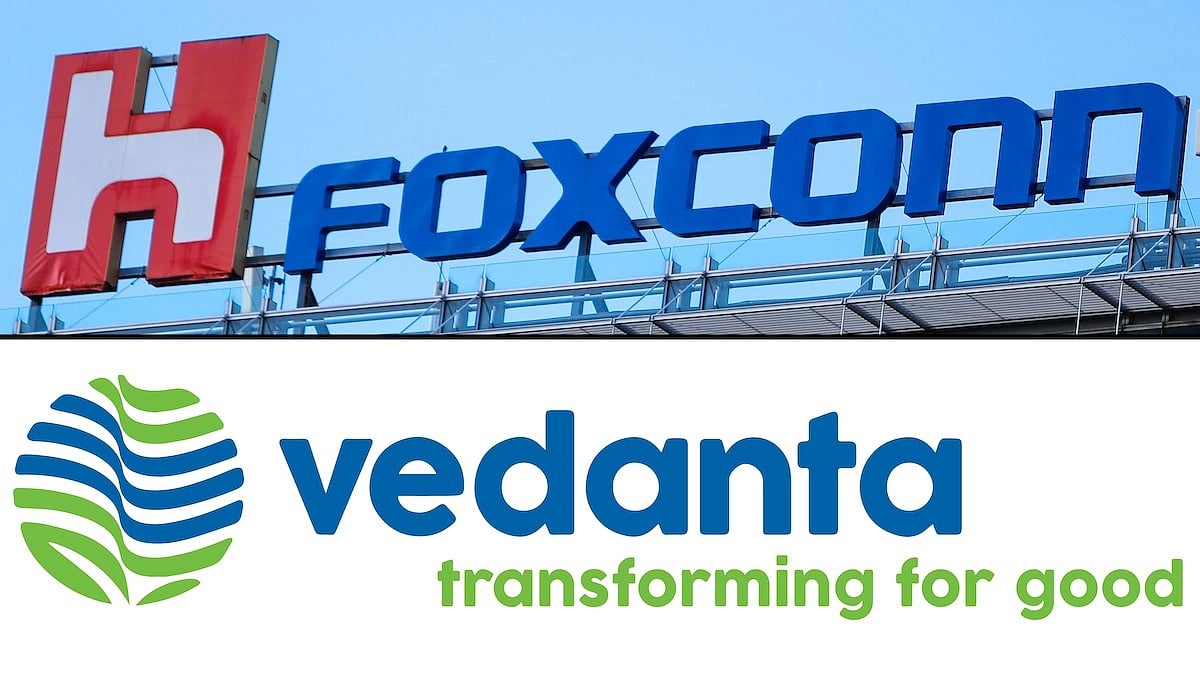 Photo showing the Foxconn and Vedanta logos (NH Photo)