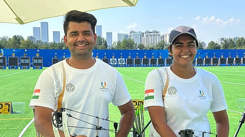 Aman Saini and Pragati bagged gold in the Compound Mixed Team event (Photo: IANS)