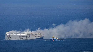 Car-carrying ship off Dutch coast still burning
