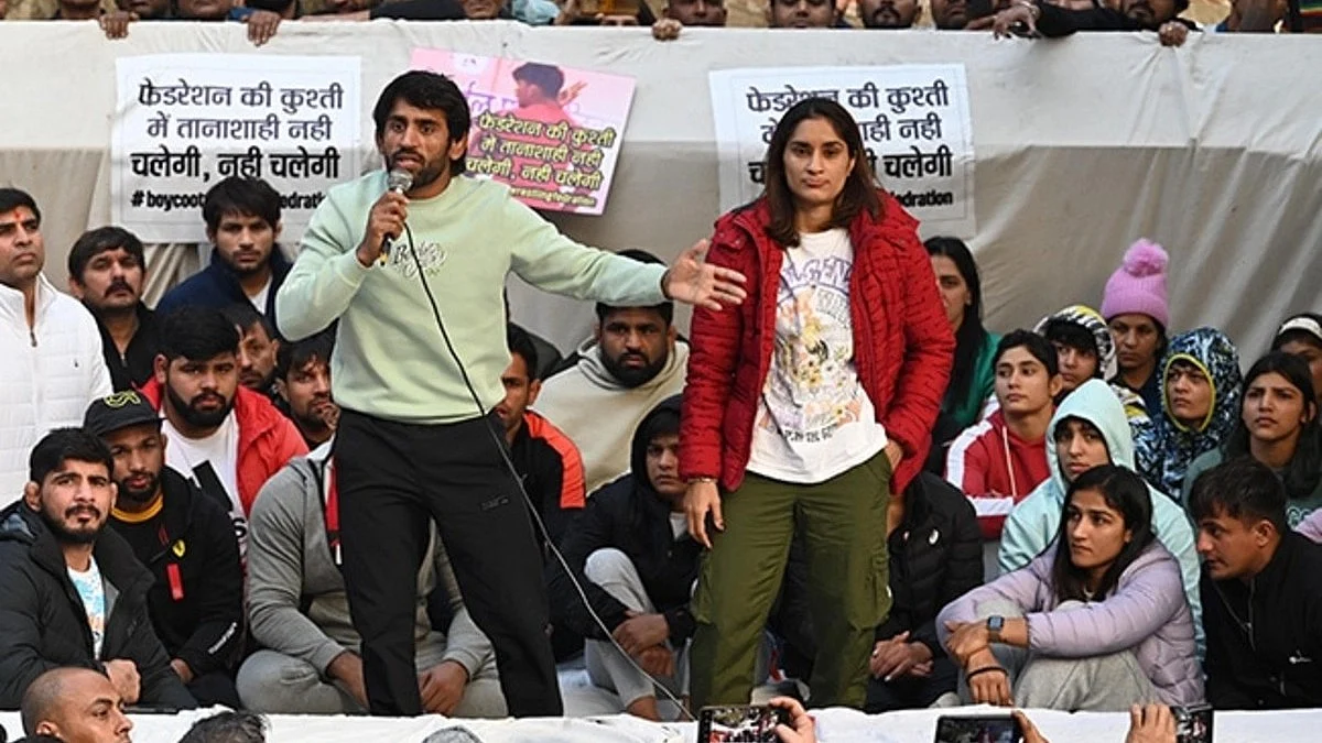 Sports coach Naresh Dahiya has alleged that Bajrang Punia (in picture) made defamatory remarks about him during a protest by women wrestlers (photo: National Herald archives)