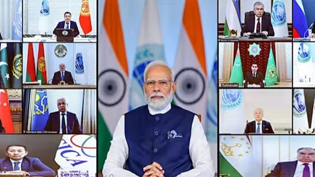 SCO summit virtual meet on Tuesday, July 4, chaired by Indian PM Narendra Modi (photo courtesy: PIB)