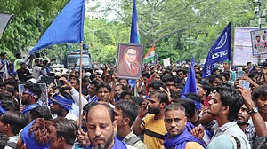 In Photos: Bhim Army supporters protest at Jantar Mantar,demand Z-plus security for Azad