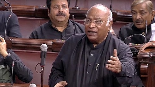 Congress leader and leader of opposition Mallikarjun Kharge in Rajya Sabha (Photo: IANS)