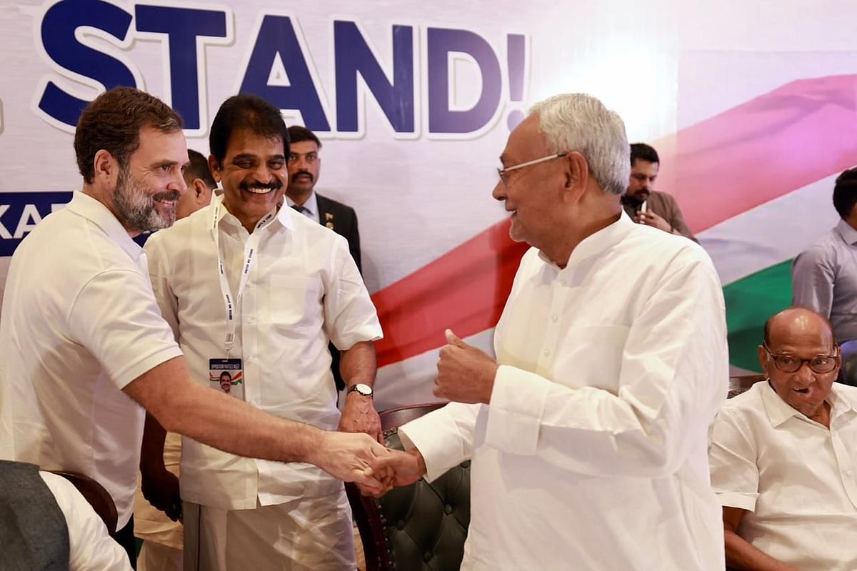 Rahul Gandhi with K.C. Venugopal and Nitish Kumar (photo: Indian National Congress)