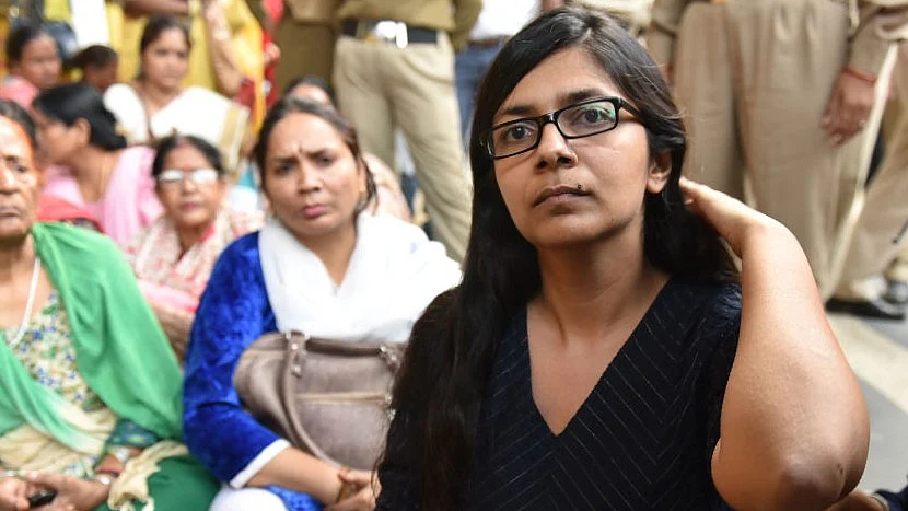 DCW chief Swati Maliwal at a protest demonstration (photo: Sanchit Khanna)