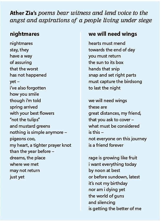 We don’t have the luxury of 
navel-gazing: Kashmiri poet Ather Zia