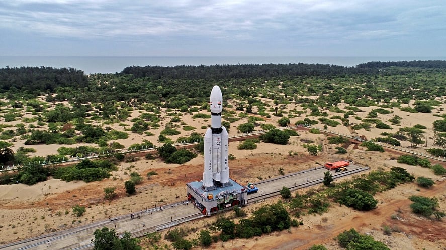 Chandrayaan-3 mission being moved to launchpad on LVM-III. (photo: ISRO)