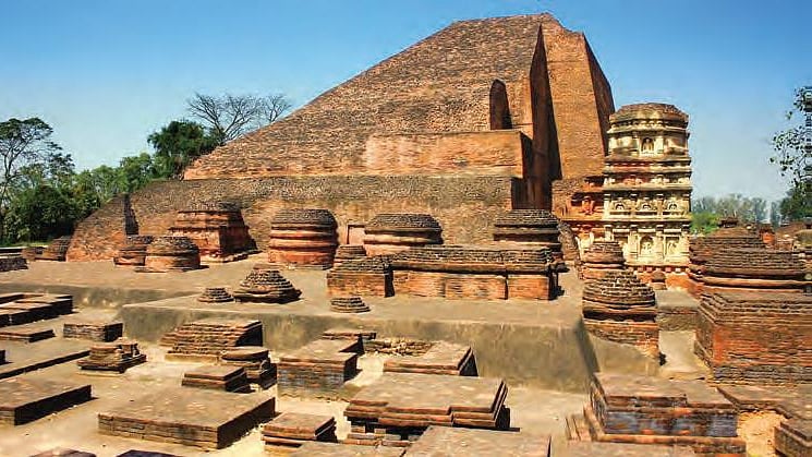 The remains of Nalanda Mahavihara in present-day Bihar (Photo: Wikimedia Commons)