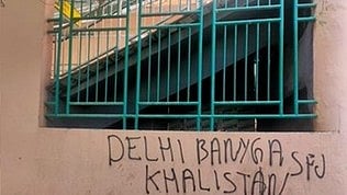 ‘Khalistan zindabad’ and other graffiti in a similar vein were found spray-painted across at least seven Delhi metro stations (photo: IANS)