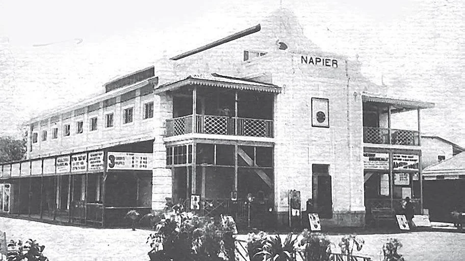 The iconic Napier that started out in a shed-like structure around 1910 and then underwent gradual transformation.