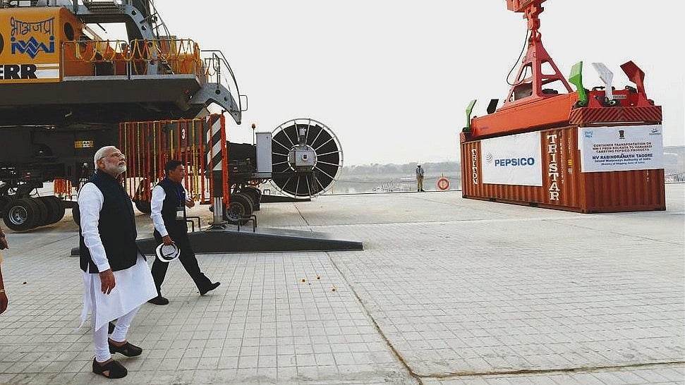 PM Modi inaugurated the first multimodal terminal on the Ganga in Varanasi in November 2018 (photo: PIB)
