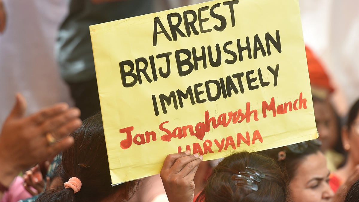 Participants in a protest march against WFI president Brij Bhushan Singh in New Delhi in May (photo: Getty Images)