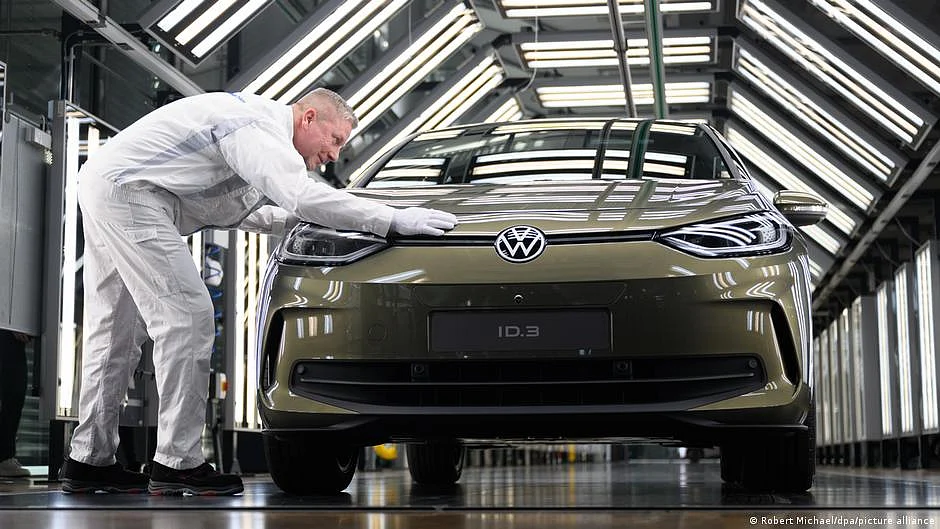 A car being checked at a Volkswagen factory