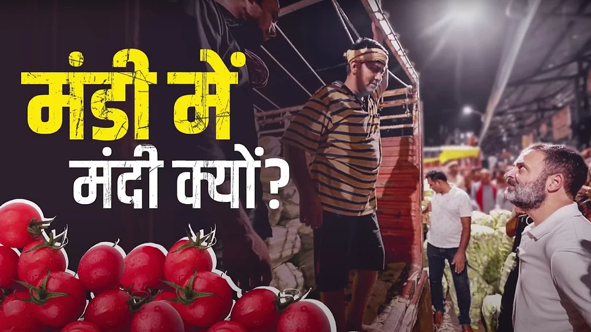 Rahul Gandhi at Azadpur Sabzi Mandi (screengrab from Rahul Gandhi/Youtube)