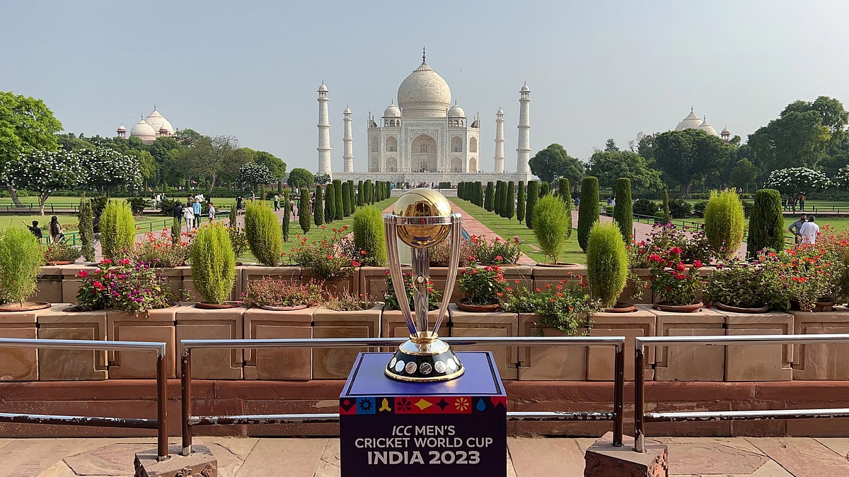 World Cup trophy with Taj Mahal in the background (photo: ICC)