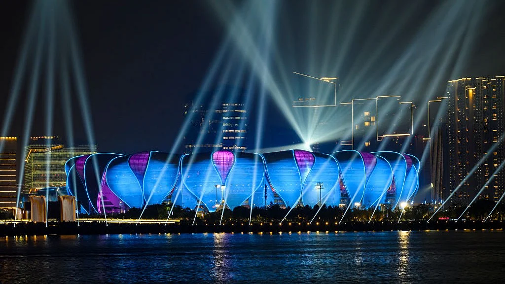 Light show at the Hangzhou Olympic Sports Centre (photo: Getty Images)