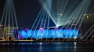 Light show at the Hangzhou Olympic Sports Centre (photo: Getty Images)