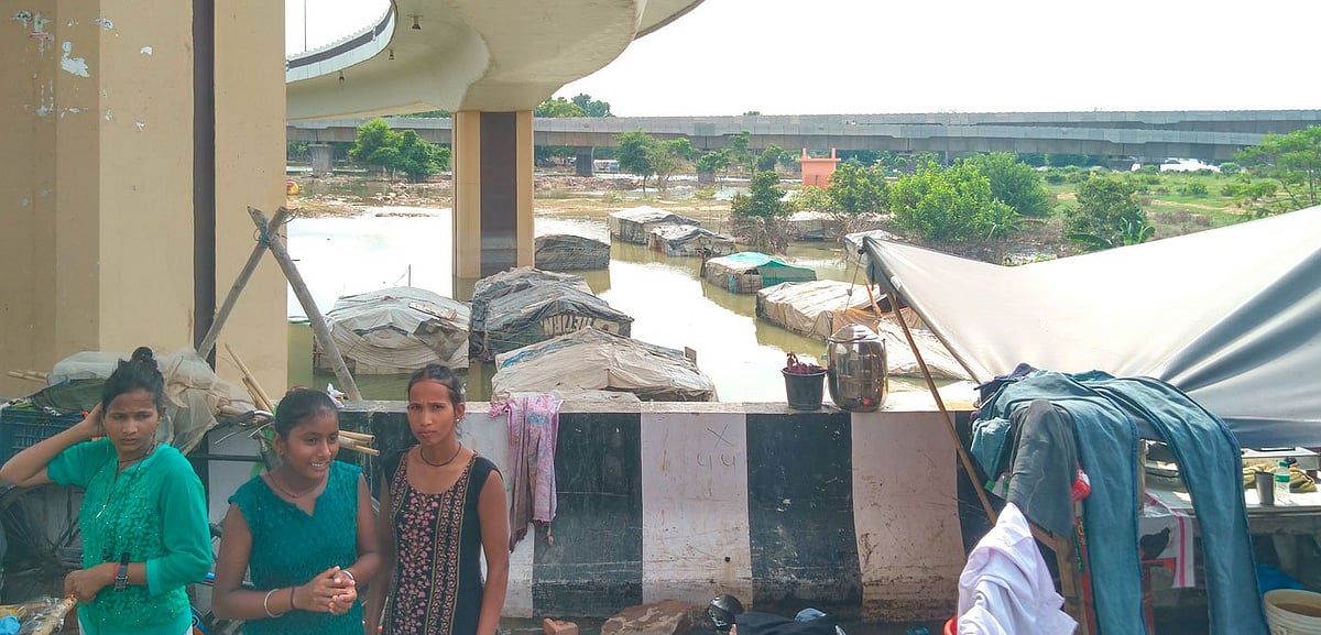 Homes that were flooded near Pusta Road in July 2023 (photo: Shalini Singh for PARI)