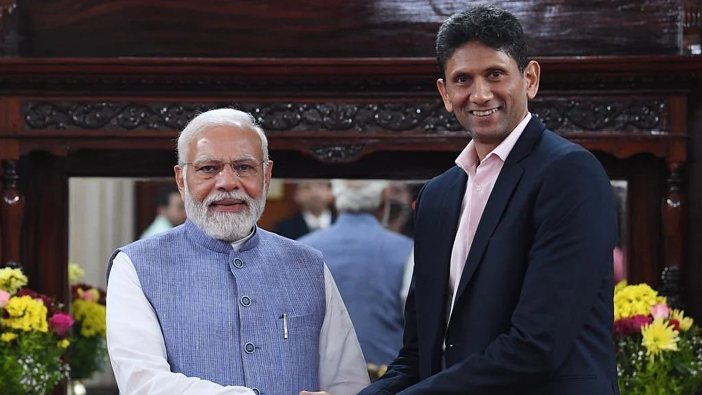 Venkatesh Prasad at a meeting with PM Narendra Modi in Bengaluru in February 2023 (photo: @venkateshprasad/ X)