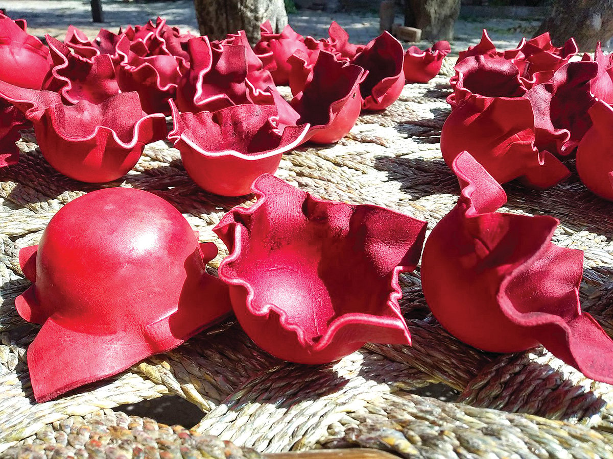 Leather pieces being sun-dried 