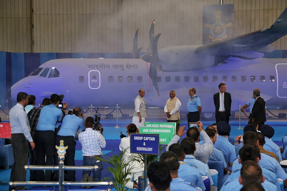The induction event was held at Hindan Air Force Station and attended by defence minister Rajnath Singh, air chief marshal VR Chaudhari and other IAF officials (photo: Vipin/ National Herald)