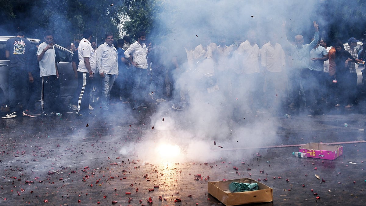 Celebrations after the DUSU polls results (Photo: IANS)